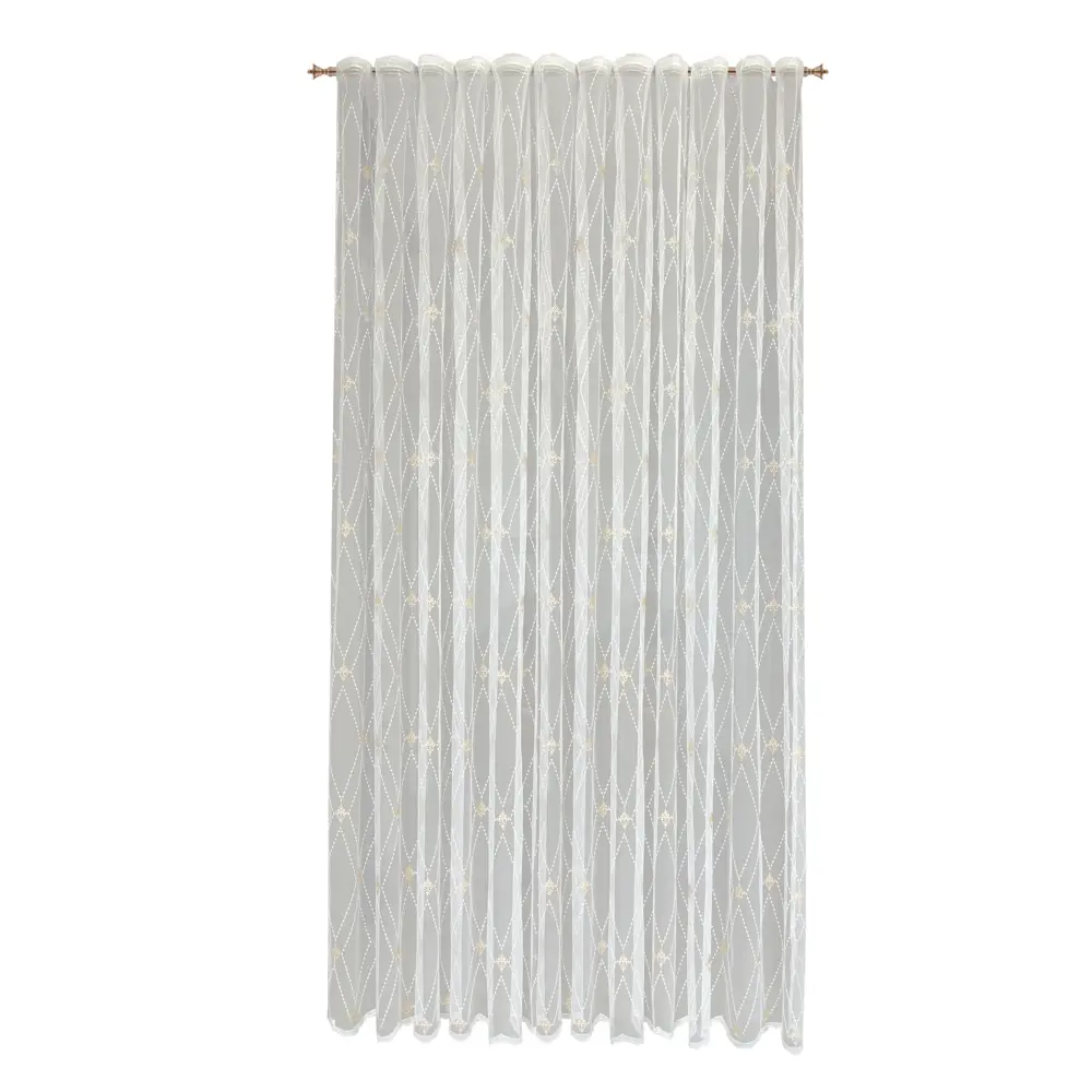 Тюль на ленте Сиена 250x260 см цвет бело-золотистый MIAMOZA STLM-2168258