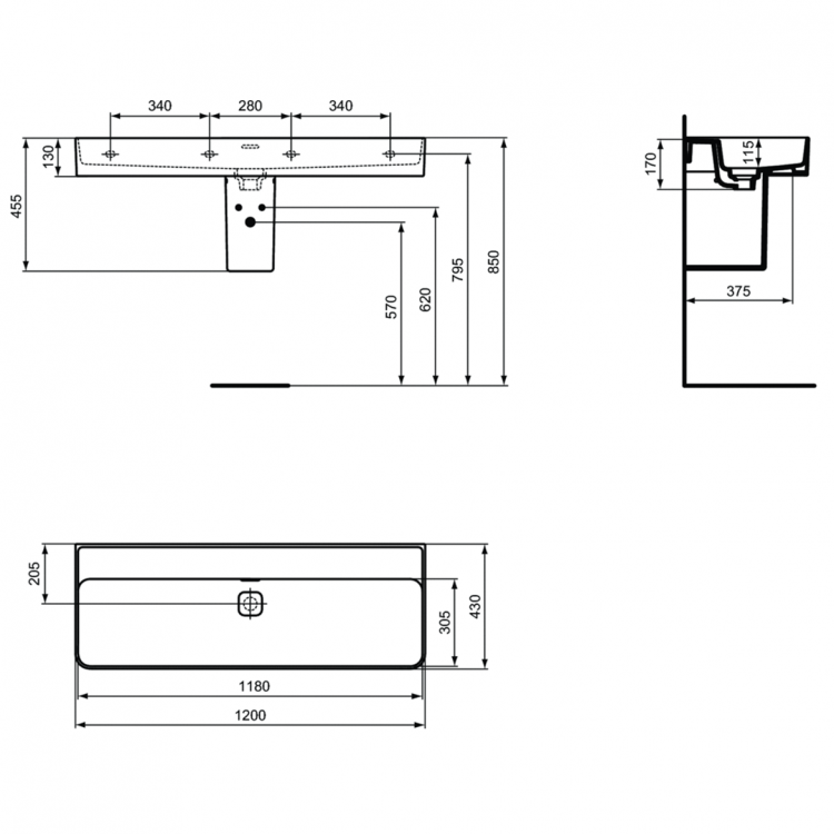 T364101 Раковина 120 см Ideal Standard STRADA II - Вид №5