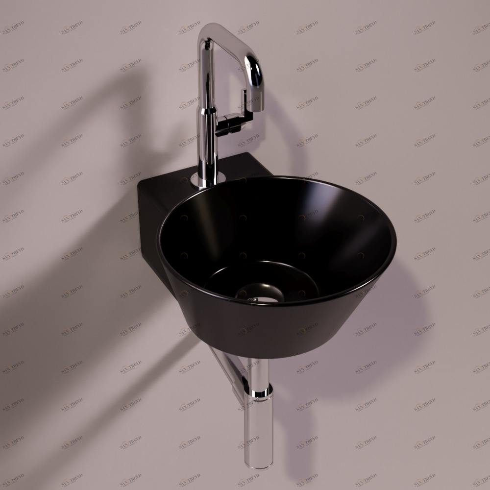 WA05NERO Подвесная раковина настенная круглая Simas  черная 