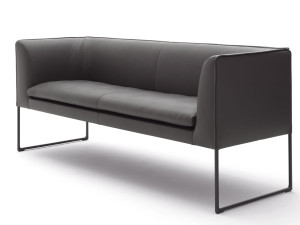 Кожаная мягкая скамья со спинкой