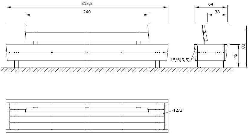 Euroform W Деревянная скамейка со спинкой  1700, 1705, 1710  - Вид №4