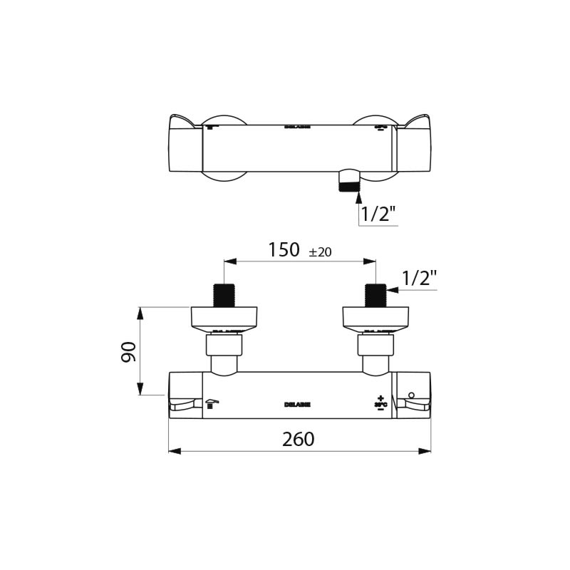 H9768 Термостатический смеситель для душа SECURITHERM DELABIE  - Вид №1