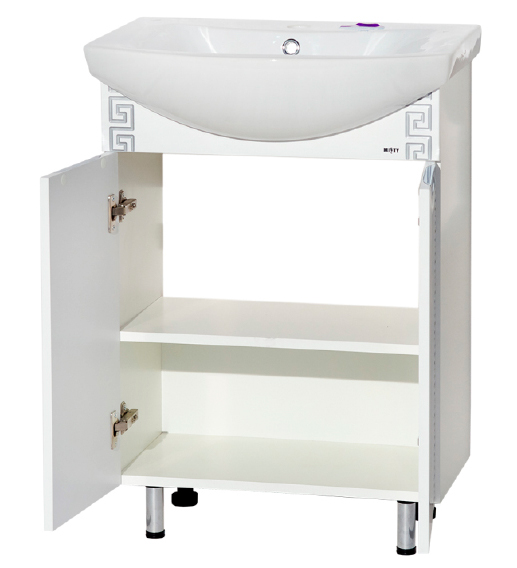 Тумба Престиж-60 белая серебряная патина с раков. Балтика-60 см MISTY 2312145 - Вид №1