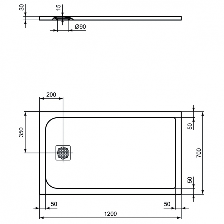 K8221FT Душевой поддон 120х70 см Ideal Standard ULTRAFLAT S  - Вид №2