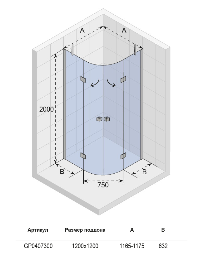 GP0407300 Душевой уголок Riho Polar Santreyd - Вид №1