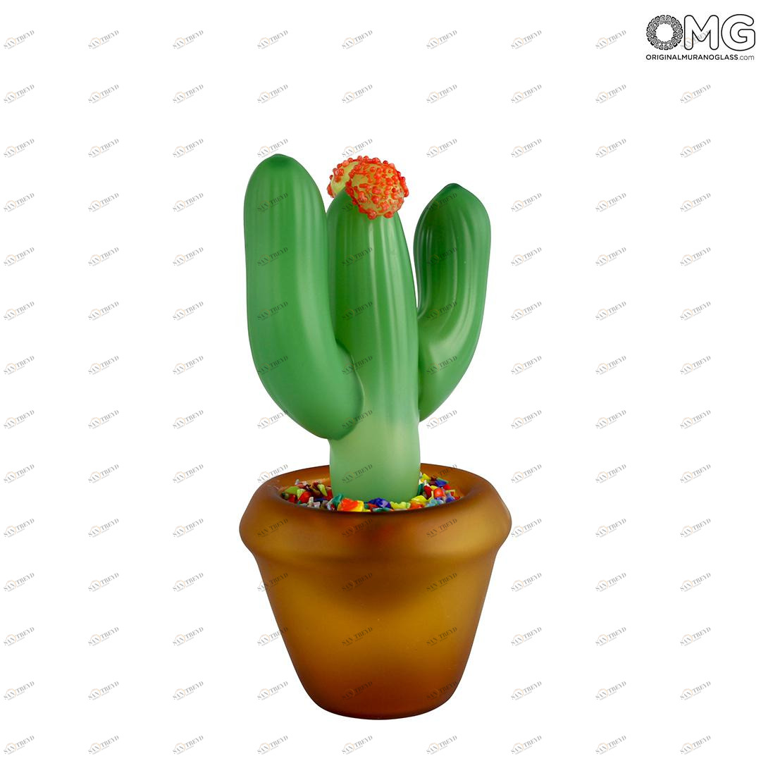 4429 ORIGINALMURANOGLASS Пресс-папье Кактус - муранское стекло OMG 11 см 