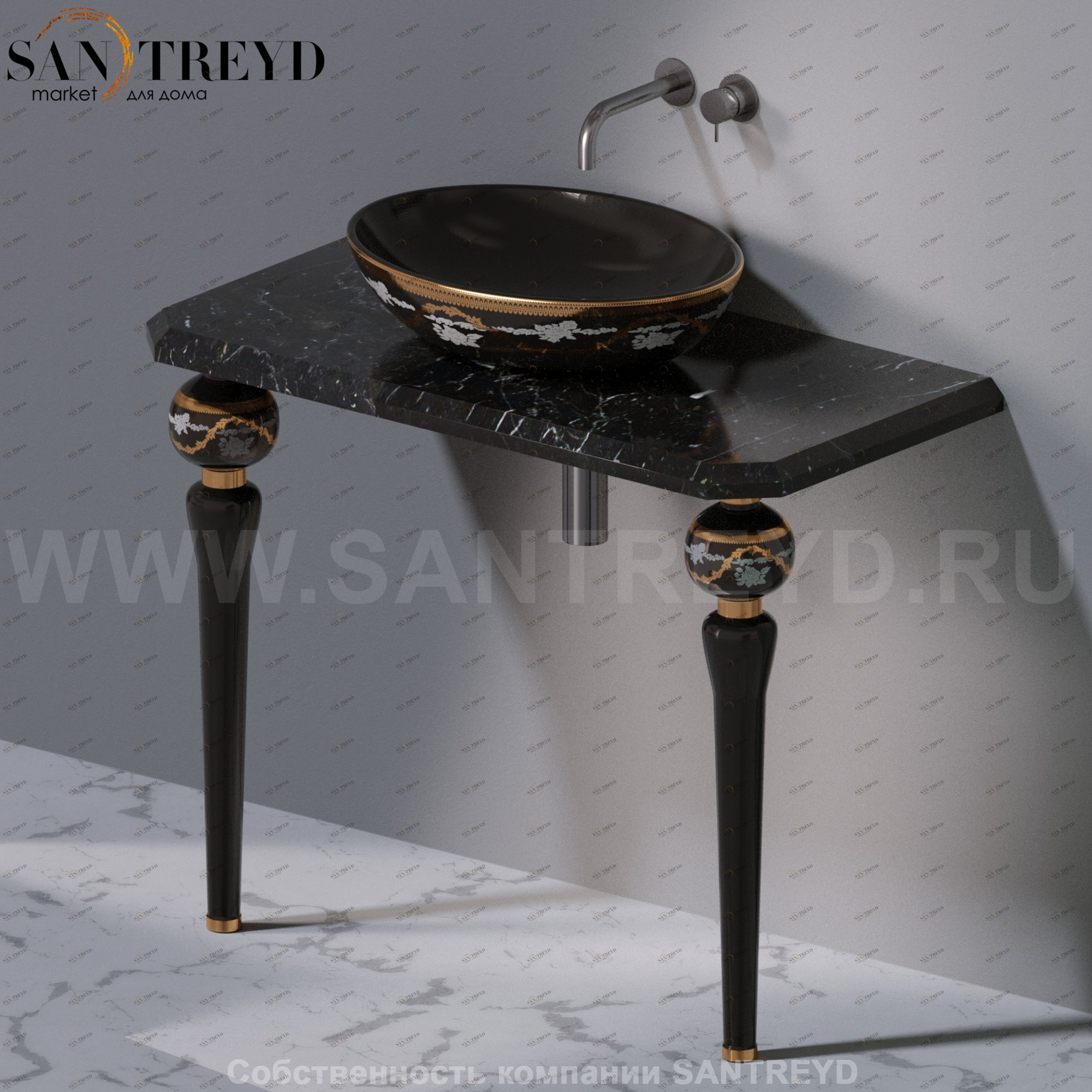 AeT ITALIA Deco Консольный столик с индивидуальными ножками и черной мраморной столешницей C270QN