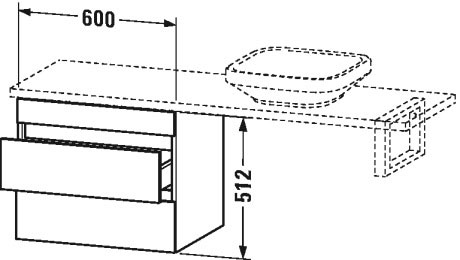 DS532804343 Шкафчик для компактной консоли DuraStyle #DS5328 600 x 478 мм Базальт матовый, декор Duravit - Вид №1