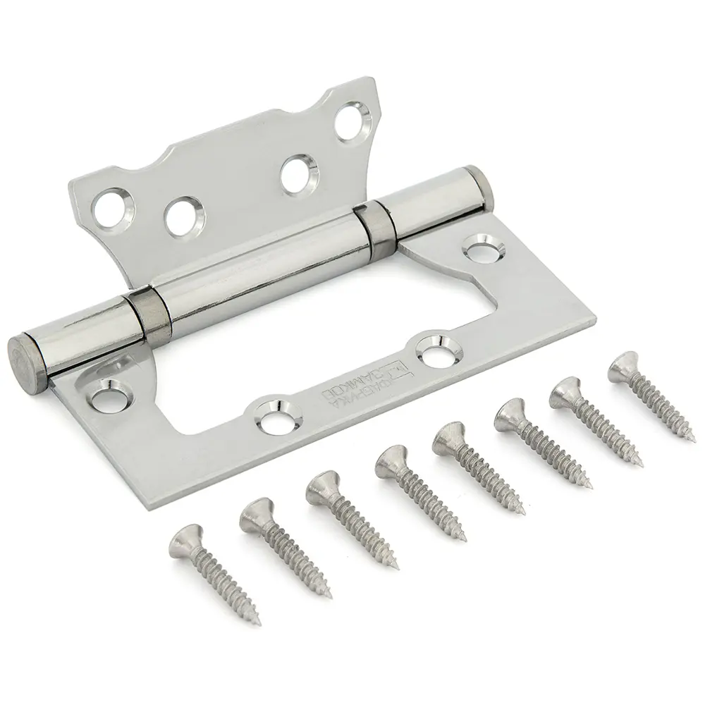 Петля без врезки E-2BB-100 цвет глянцевый хром ФАБРИКА ЗАМКОВ STLM-2210360 - Вид №1