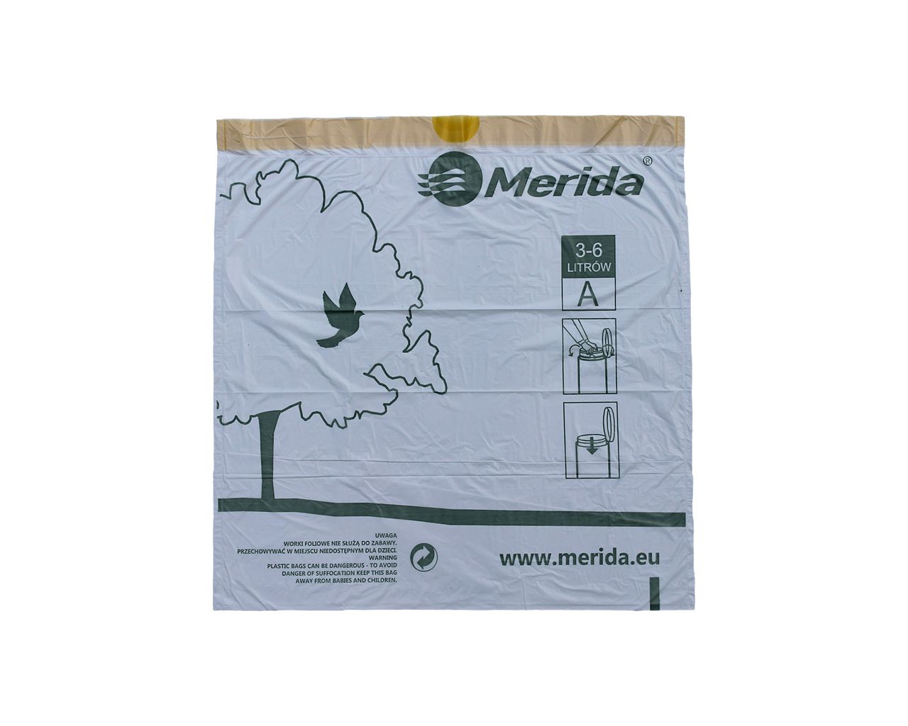 WTB001 Пакеты для мусора одноразовые с кулиской, TOP ароматизированные, объем 3-6 л, рулон 40 шт, БЕЛЫЙ, ПЭНД Merida  - Вид №1