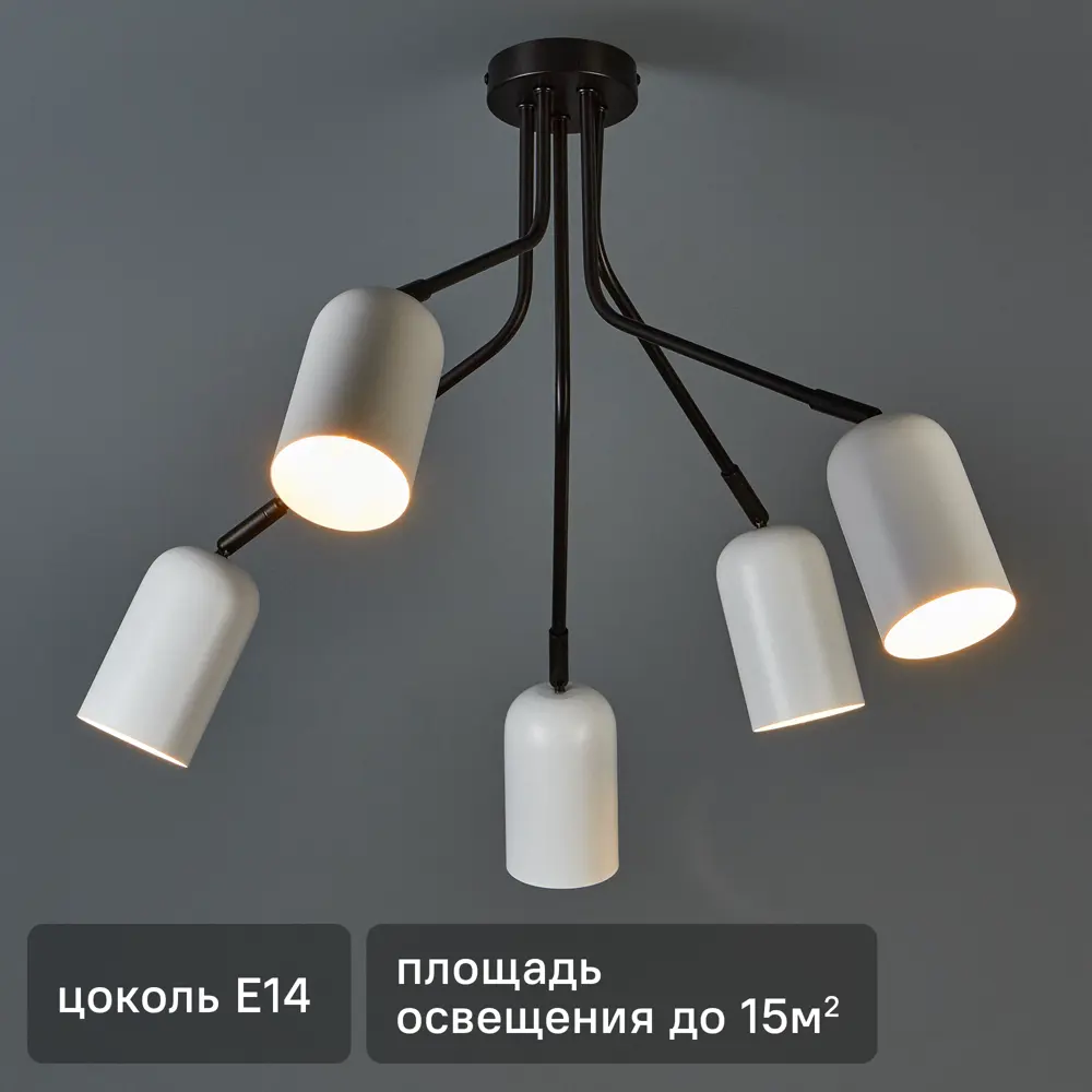 Люстра потолочная Rivoli Rosalinda 3167-305 - 5 ламп, белый цвет 89388831 STLM-1389709