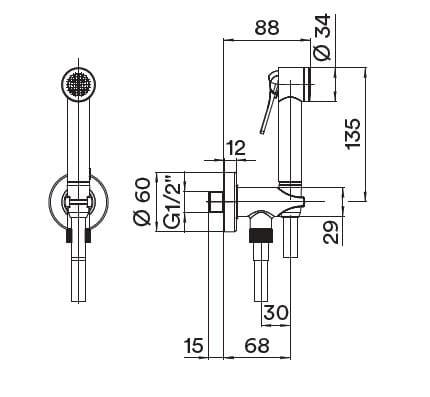 ABS ручной душ с гибким с держателем Bossini Apex ARCH-00050918 - Вид №4