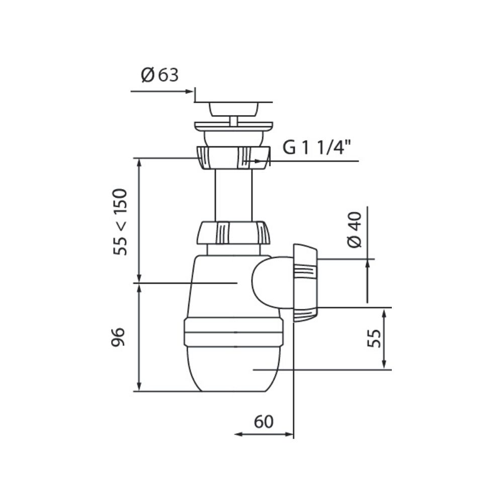 Сифон Минор11/4*40 мм с выпуском (30718048) 30718048 Santreyd  - Вид №2