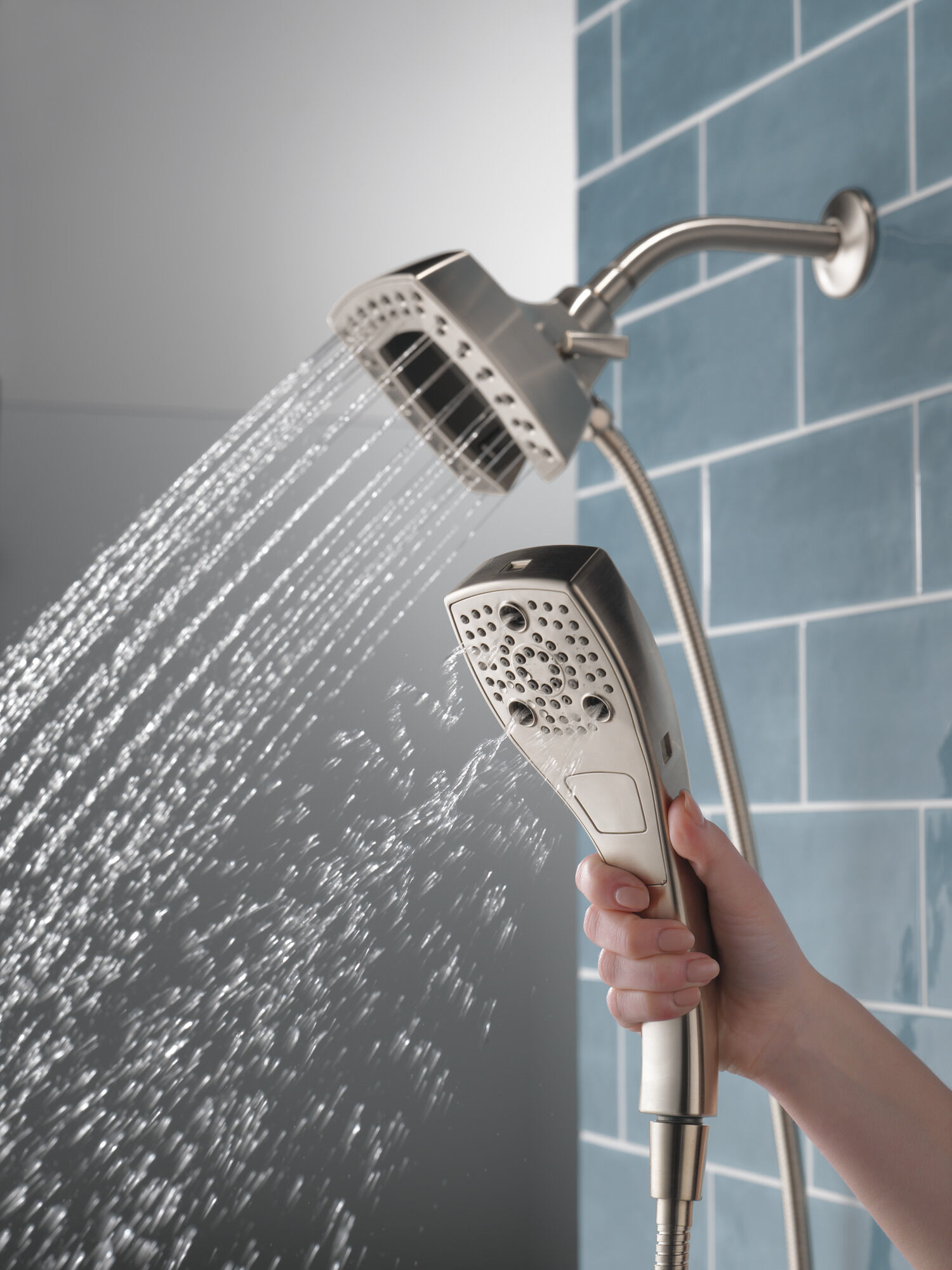 58474-SS H2Okinetic® In2ition® Душ два в одном с 5 настройками Delta Faucet Universal Showering Нержавеющая сталь  - Вид №7