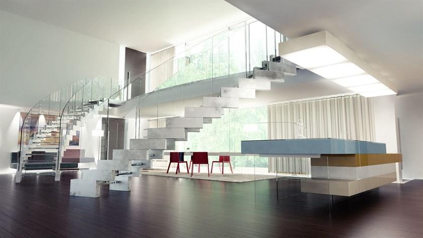 Siller Treppen Самонесущая открытая лестница из стали и стекла с боковыми продольными балками Cobra sun-id-1434975 - Вид №1