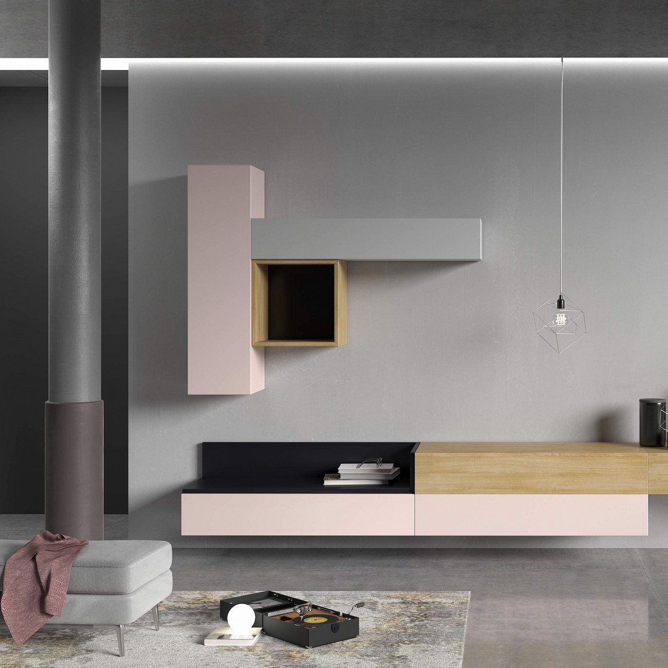 Тумба под телевизор с ящиками бежевая Under BRAGIN DESIGN ДИЗАЙНЕРСКИЕ, LIVING 00-3879363 Бежевый  - Вид №1