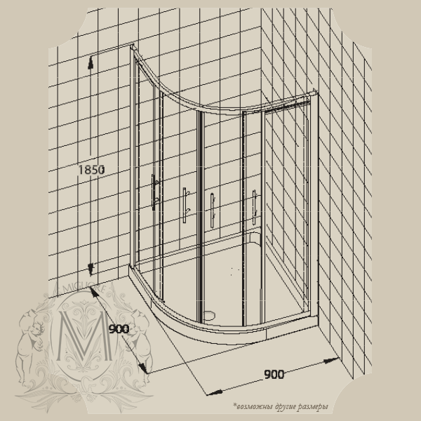 Душевой уголок MIGLIORE Aurelia, 90 х 90 х 185 см, стекло прозрачное ML.AUR-22.090.TR.BR - Вид №3