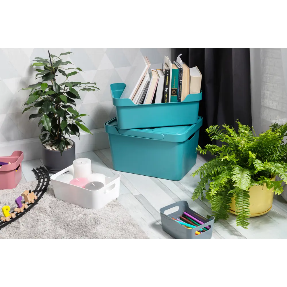 Ящик LUXE с крышкой 19x13x11 см 1.9 л пластик цвет голубой БЫТПЛАСТ STLM-2137174 - Вид №8