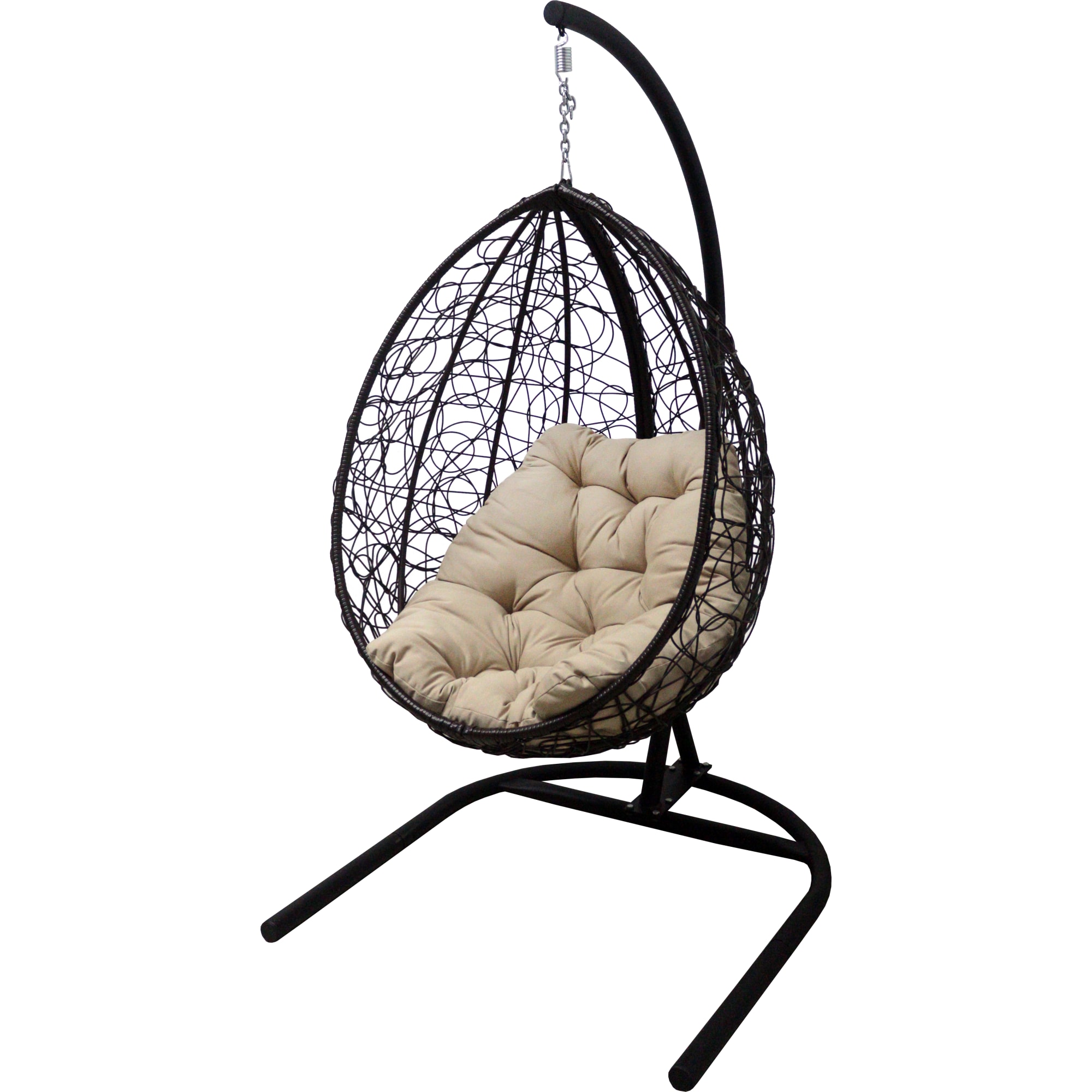82841552 Кресло подвесное с опорой Veil эконом 102x200x126 см, искусственный ротанг, тёмно-коричневый/бежевый Santreyd 