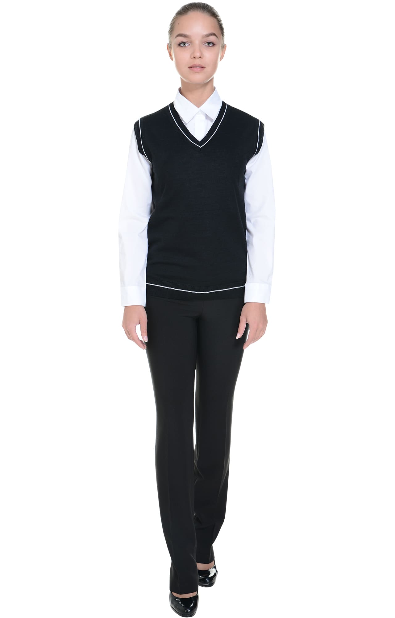 62516 Жилет трикотажный женский черный  Одежда для официантов  размер 44-46 Спецодежда  - Вид №3