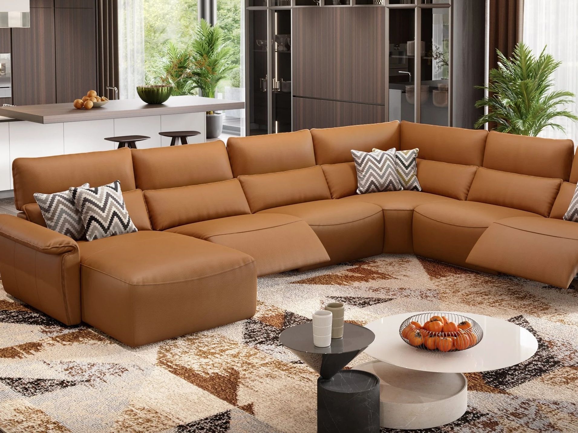 Кожаный угловой диван с полуостровом Sofanella Merida ARCH-00130672 - Вид №6