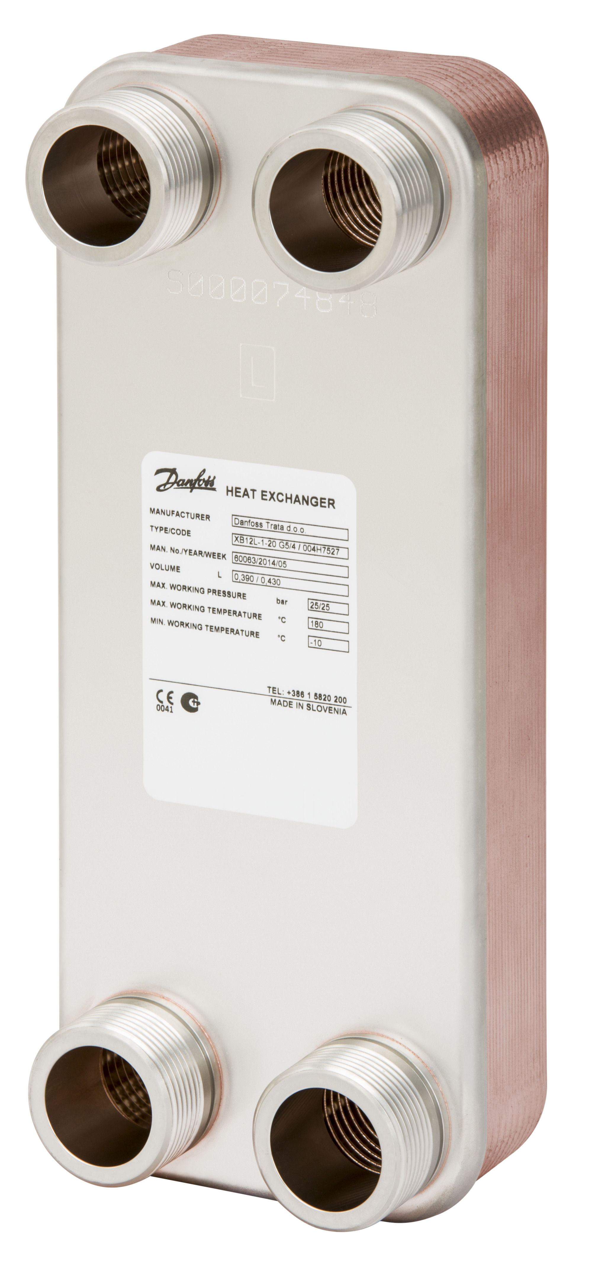 Danfoss Паяный пластинчатый теплообменник одноходовой серии XB12 XB 12L-1-20 PN25 паяный ТО G1 004H7662  - Вид №40