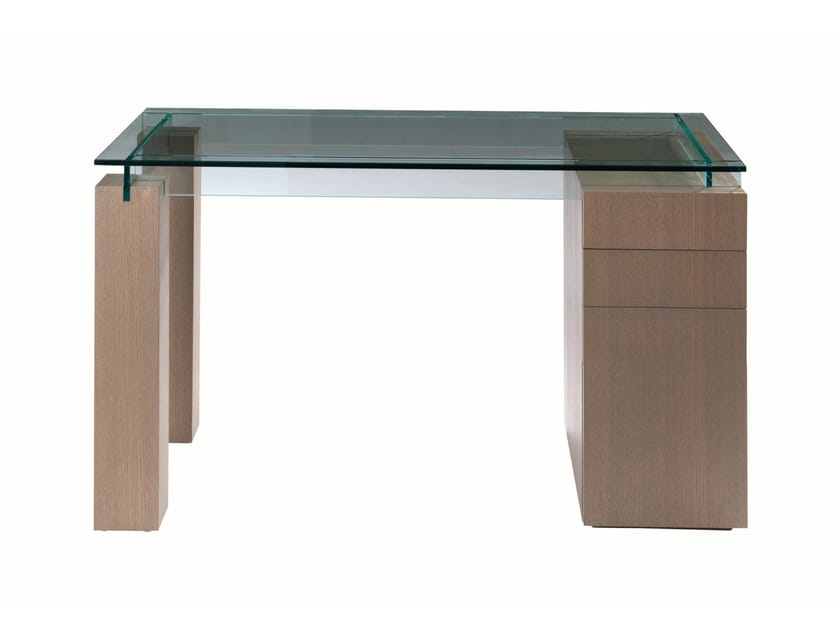 Прямоугольный стол из дерева и стекла с ящиками ROCHE BOBOIS TÉNÉRÉ ARCH-00074246