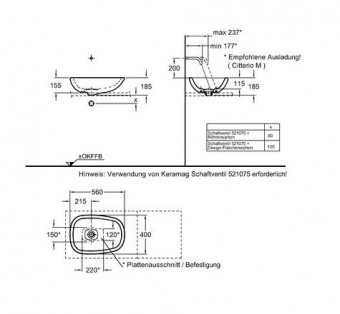 123555000 Подвесная раковина настенная овальная Keramag  - Вид №9