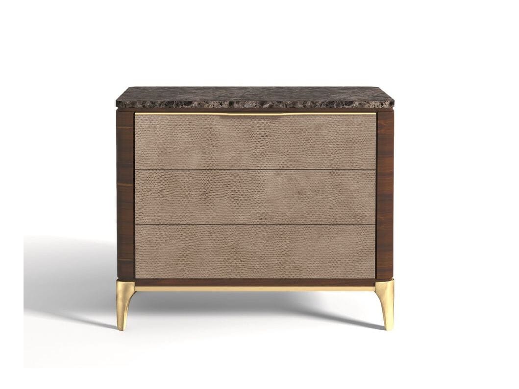 Прикроватная тумбочка из мрамора и кожи с ящиками Hurtado Evolution ARCH-00003050