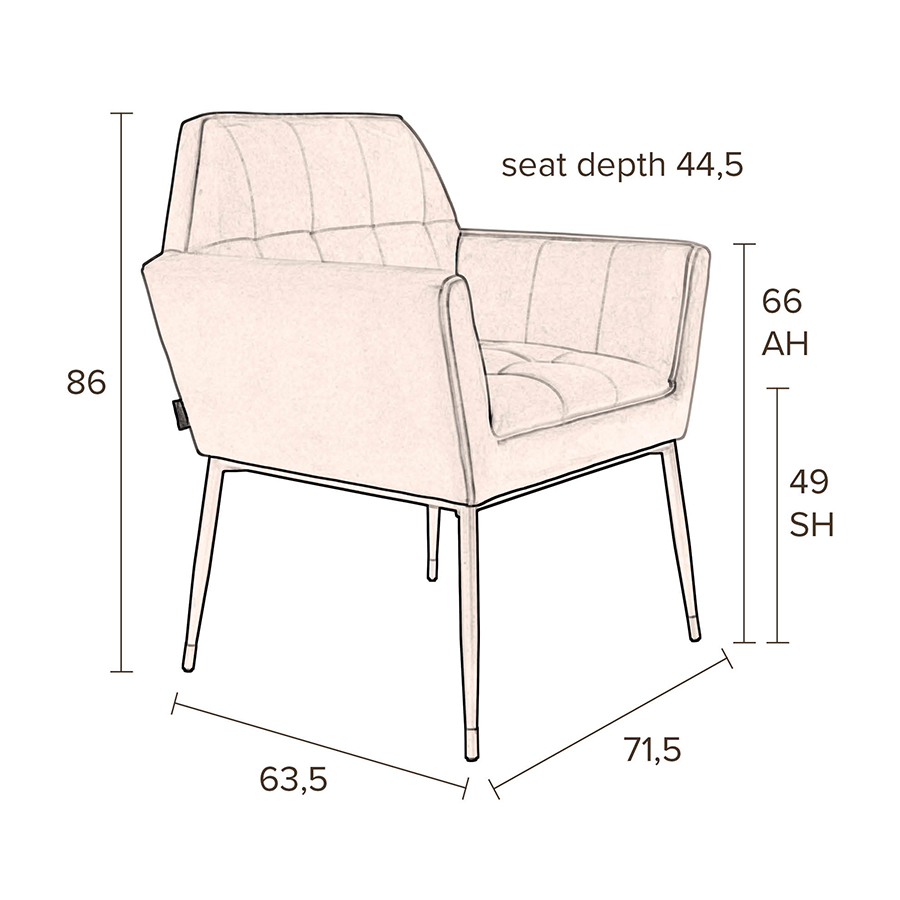 Кресло Kate темно-синее высокое под бархат Dutchbone 1200154 - Вид №9