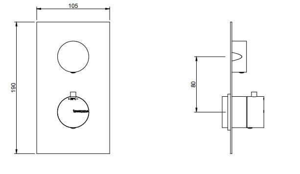 Латунный термостатический смеситель для душа с пластиной Rubinetterie Treemme X-Change ARCH-00101882 - Вид №1