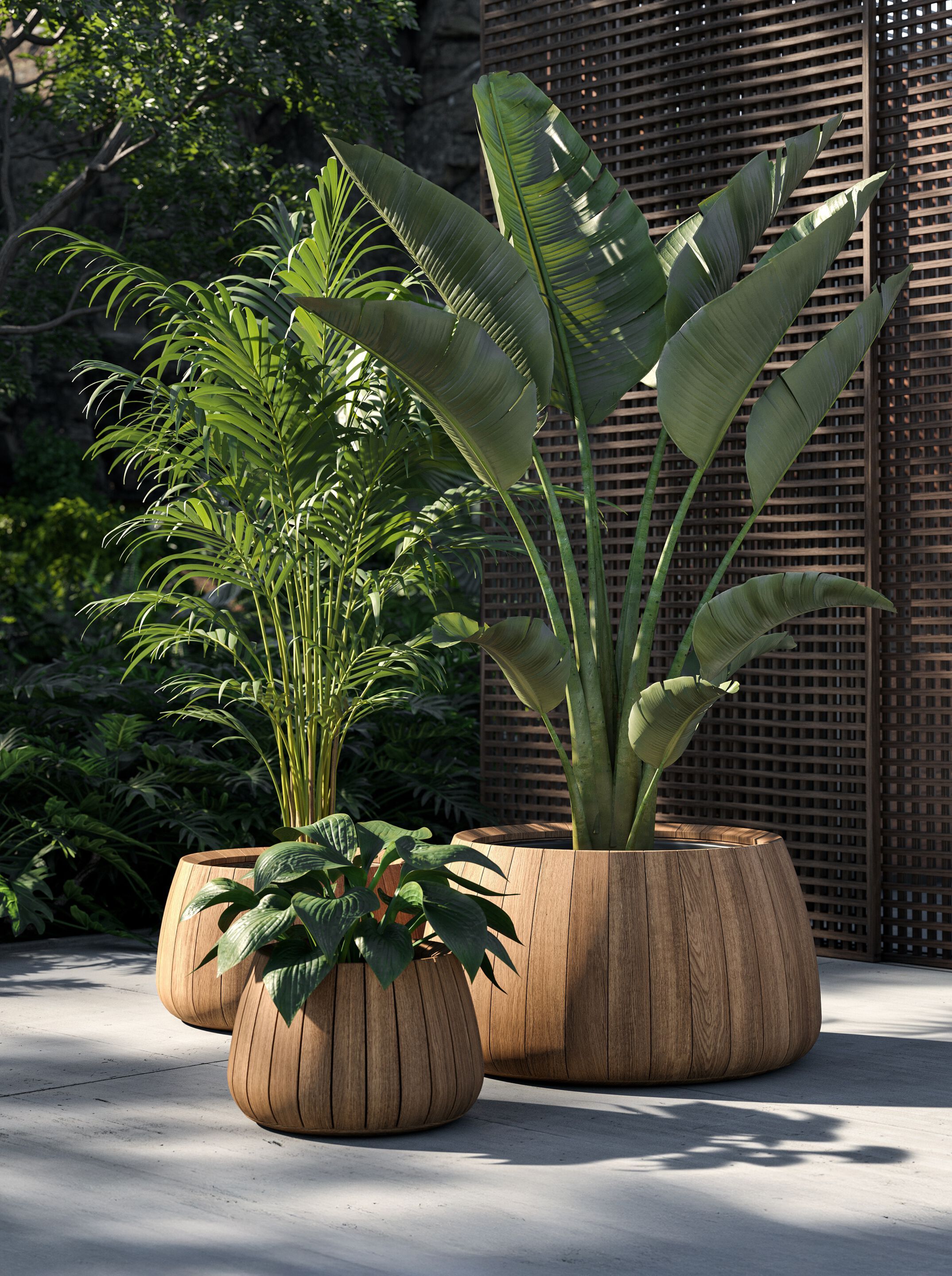 Круглый плантатор из тикового дерева Royal Botania Bariq ARCH-00126671 - Вид №2