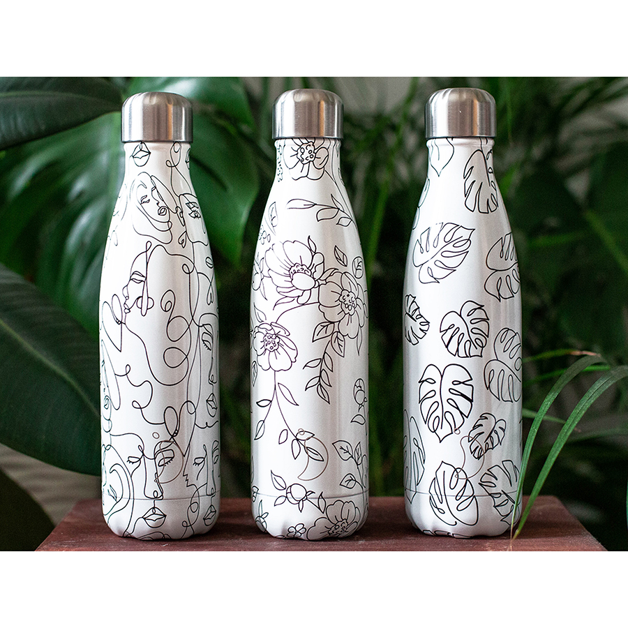 B500LDFCE Термос line drawing, faces, 500 мл Chilly's Bottles  - Вид №1