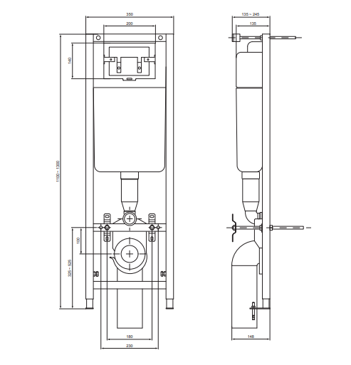 W3714AA Встраиваемая инсталляция комплект с панелью смыва VIDIMA  - Вид №1