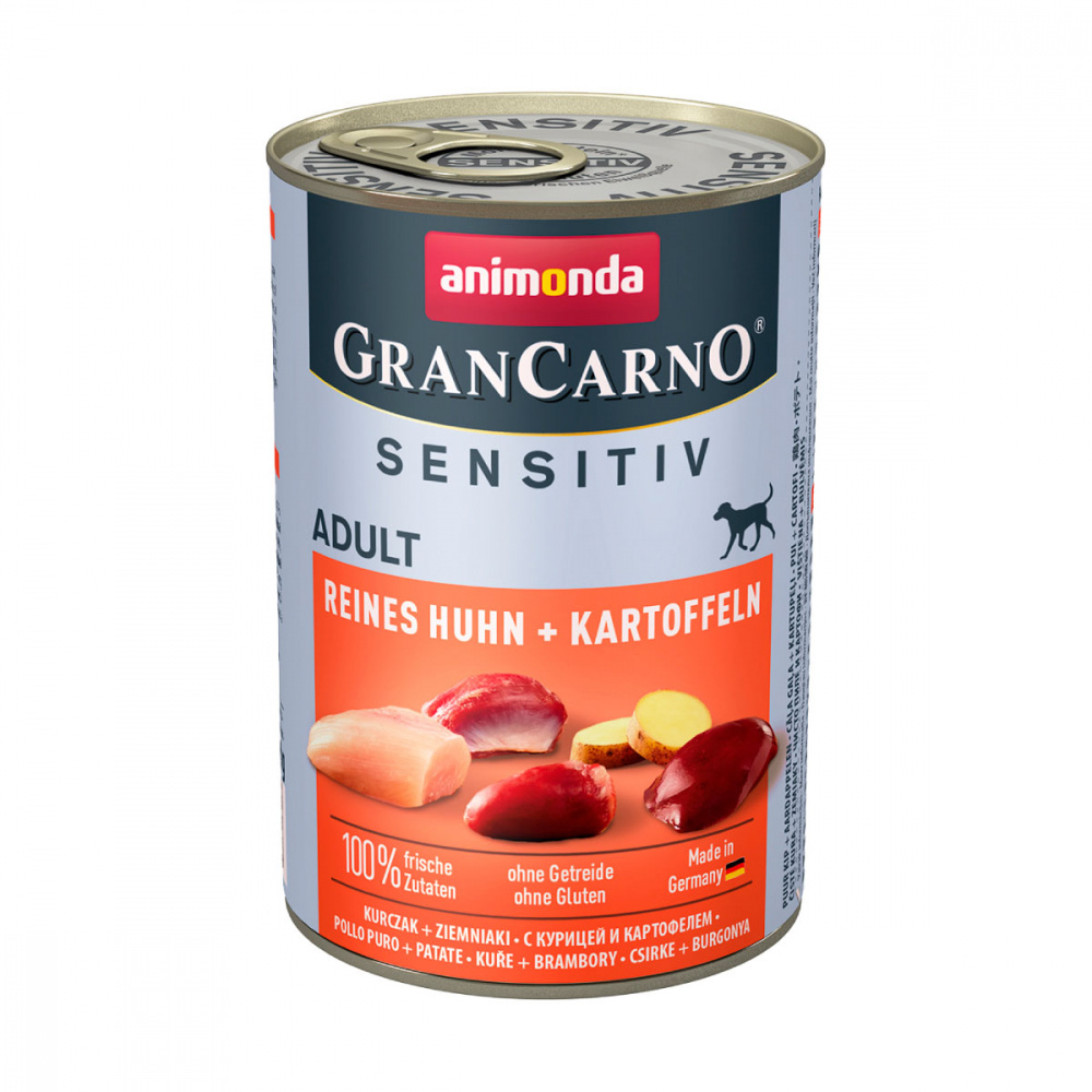 ПР0049489 Корм для собак GranCarno Sensitiv с чувствит. пищеварением, курица, картофель 400г Animonda 