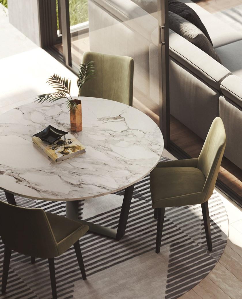 PRADDY Круглый обеденный стол из темного мрамора emperador Yarkon Tr041 - Вид №2