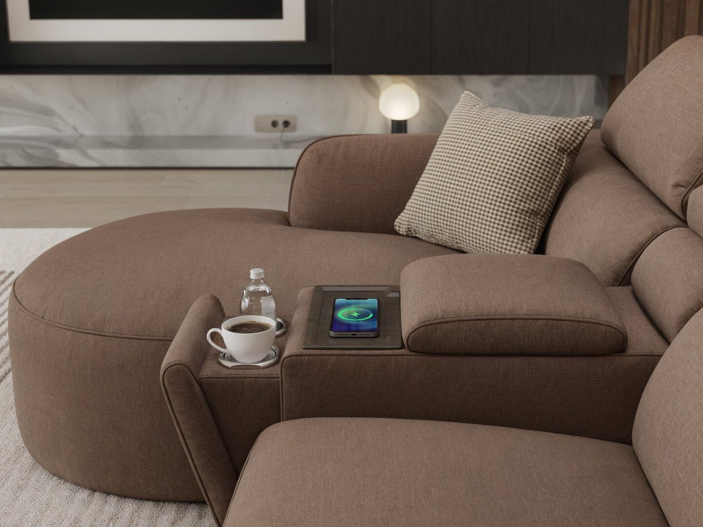 Тканевый диван с полуостровом Sofanella Милаццо ARCH-00085180 - Вид №4