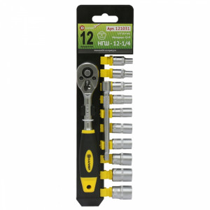 75597 Калибр Набор головок шестигранных с трещоткой  НГШ-12-1/4