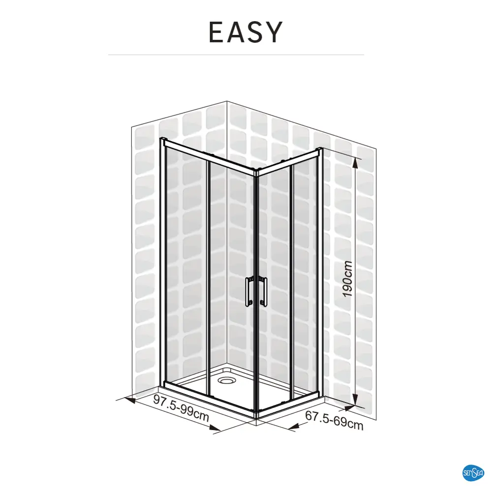 Комплект стекол для душевой ширмы Sensea Easy 100x70 см прозрачное стекло, цвет профиля на выбор 85868666 STLM-2030887 - Вид №19