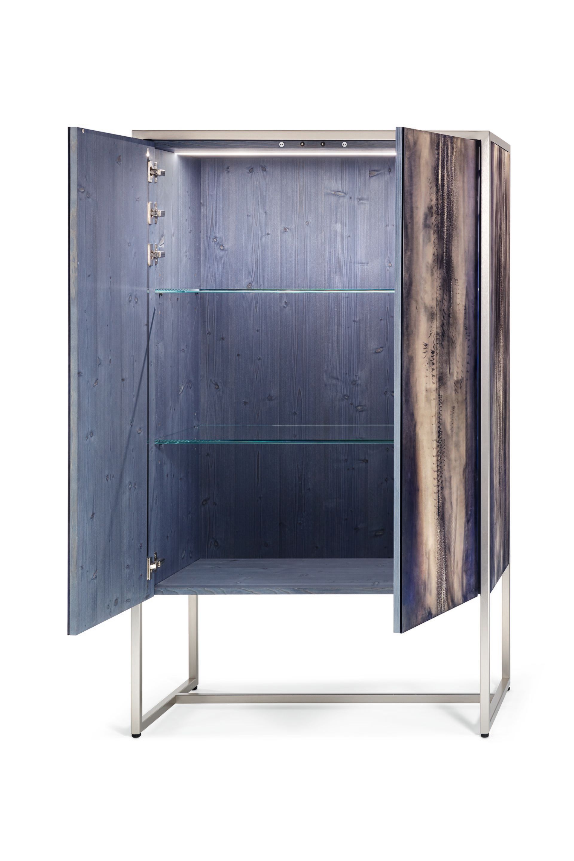 Деревянный сервант со встроенным освещением и распашными дверцами, покрытыми стеклом ARTE VENEZIANA итальянские пейзажи ARCH-00147575 - Вид №2