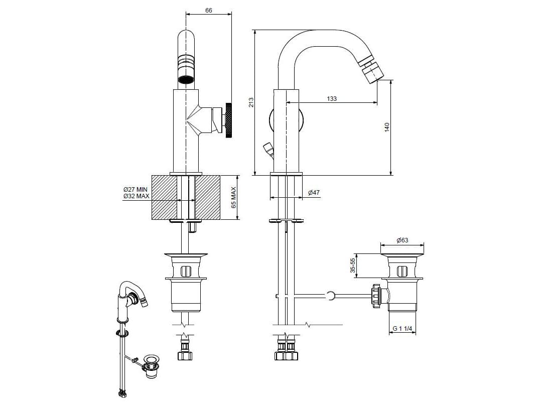 Смеситель для биде из хромированной латуни Bugnatese тысяча девятьсот пятьдесят ARCH-00117693 - Вид №2