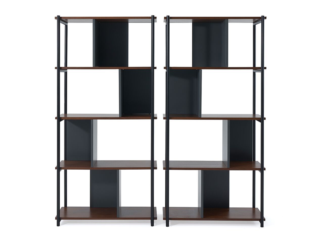 Отдельно стоящий книжный шкаф из дерева и металла NDESIGN пекан ARCH-00118494