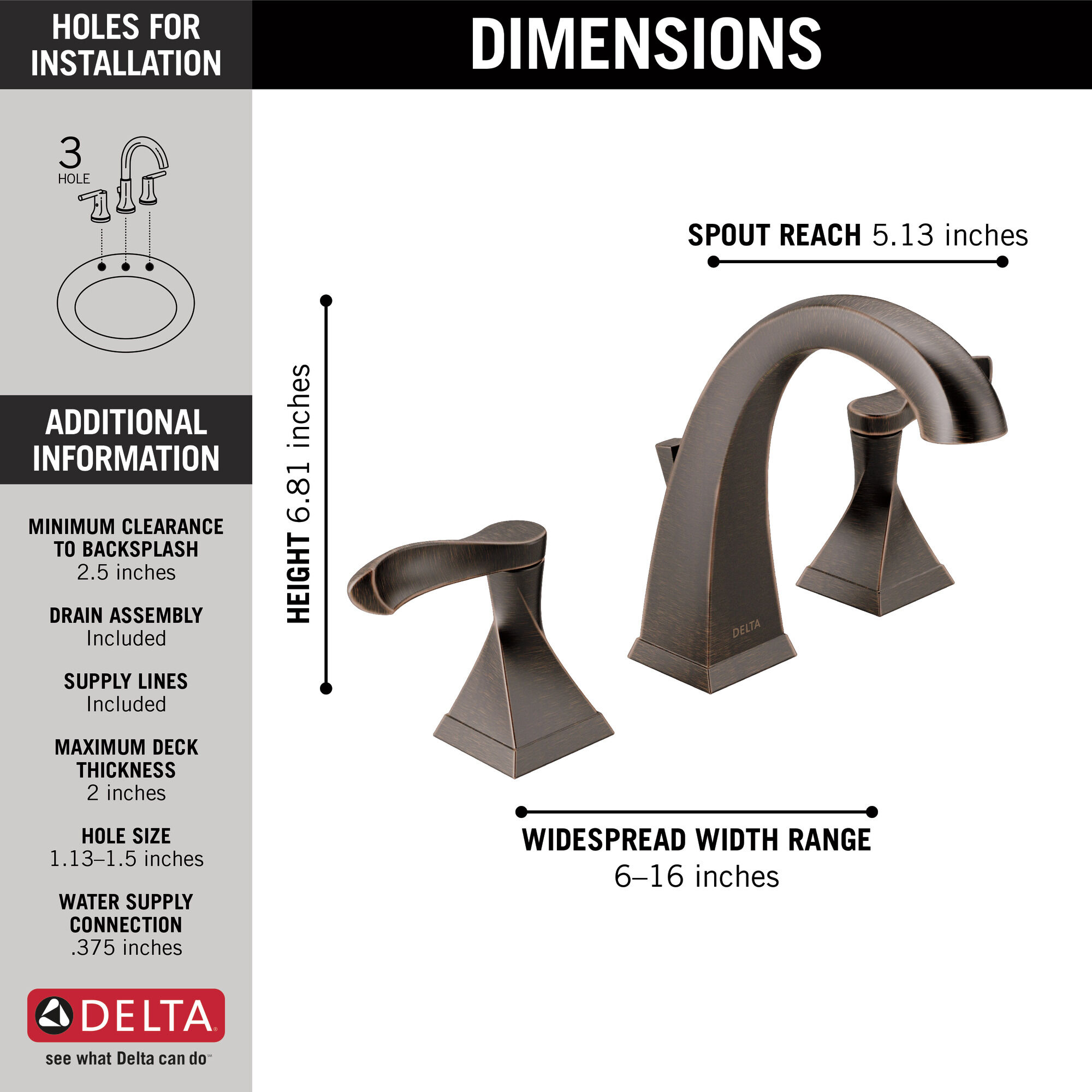 35741-RB-DST Смеситель для ванной комнаты с двумя ручками Delta Faucet Everly Венецианская бронза  - Вид №3