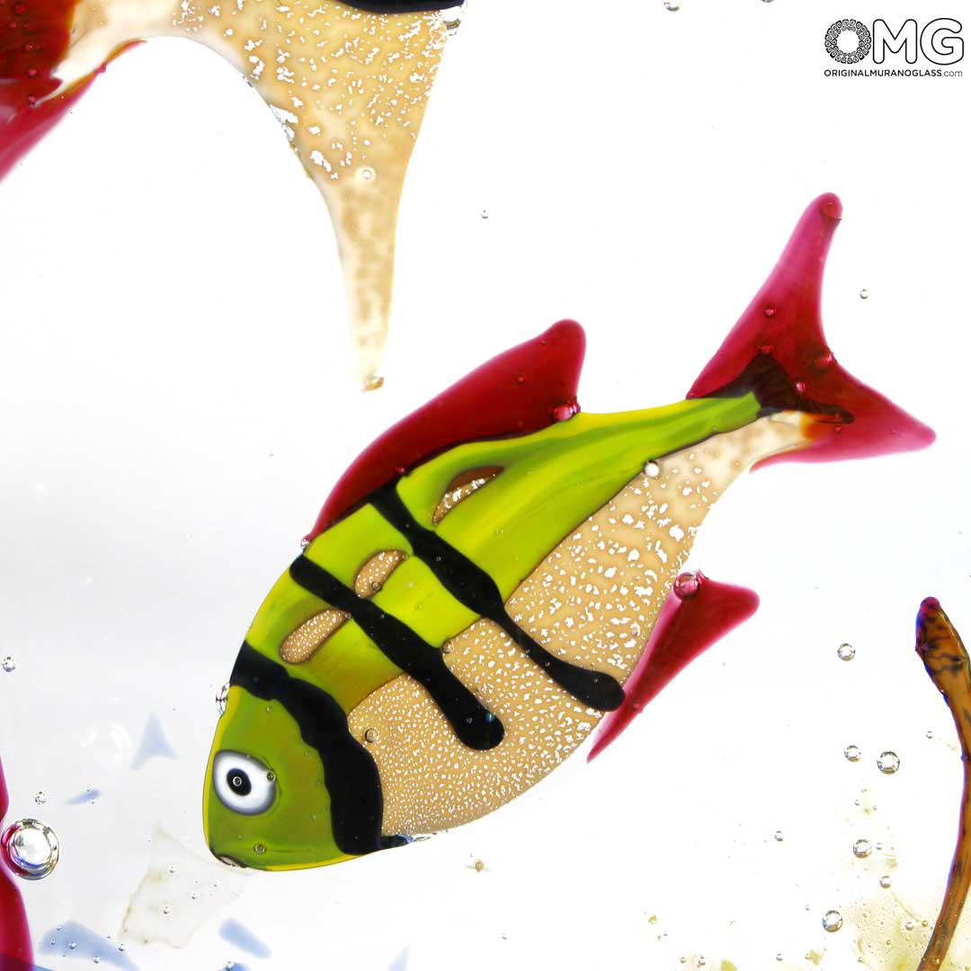 4228 ORIGINALMURANOGLASS Скульптура Аквариум с тропическими рыбками - муранское стекло OMG 20 см  - Вид №1