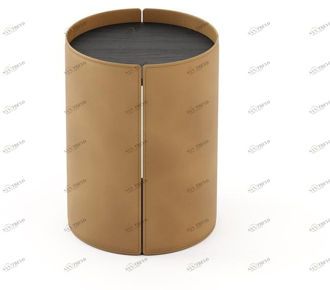 Domkapa Высокий круглый журнальный столик обтянутый кожей sun-id-1484270