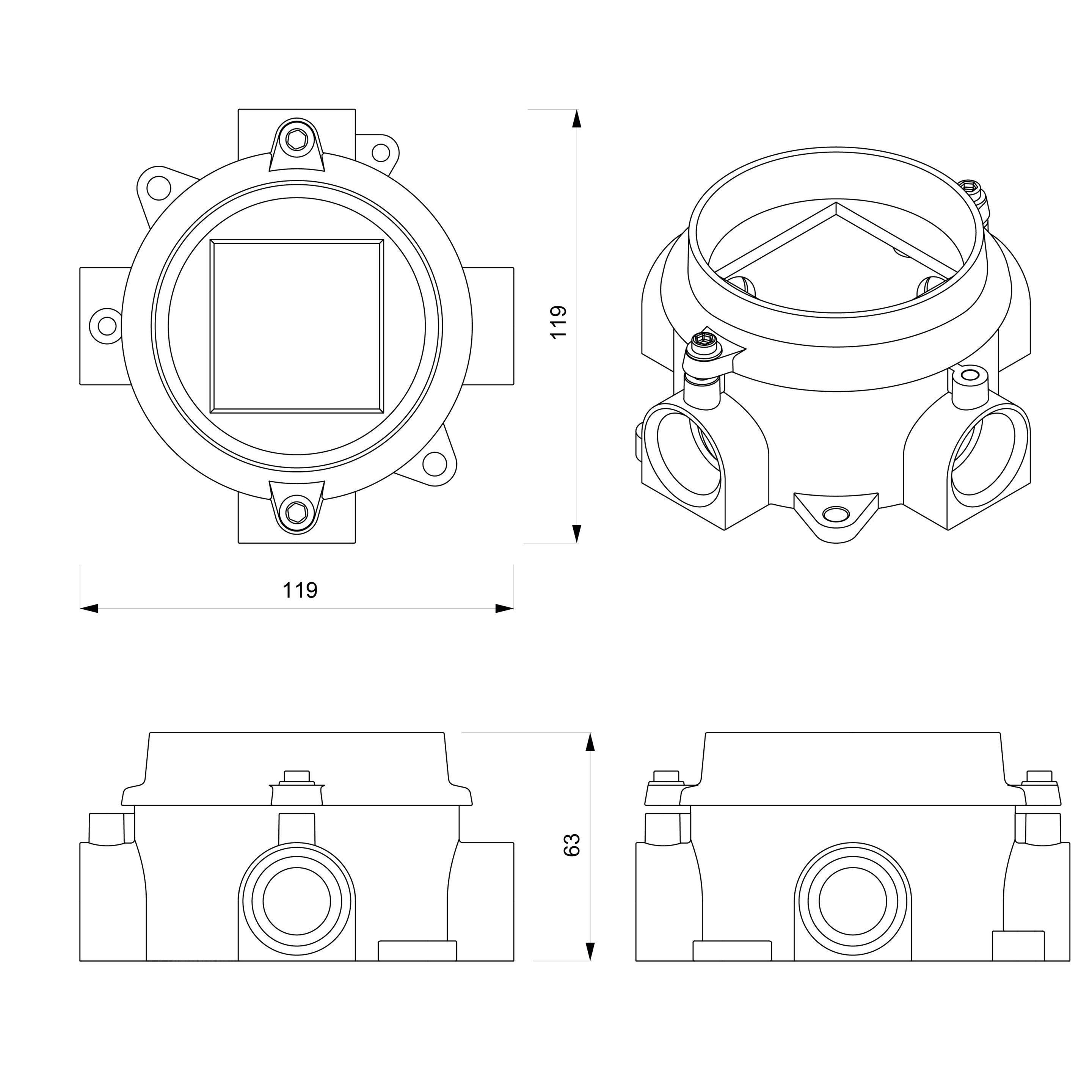 Медная алюминиевая электрическая коробка Genuit медь ARCH-00112163 - Вид №3