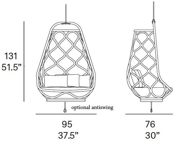EXPORMIM Подвесное кресло-качалка из ротанга Nautica T060 - Вид №9