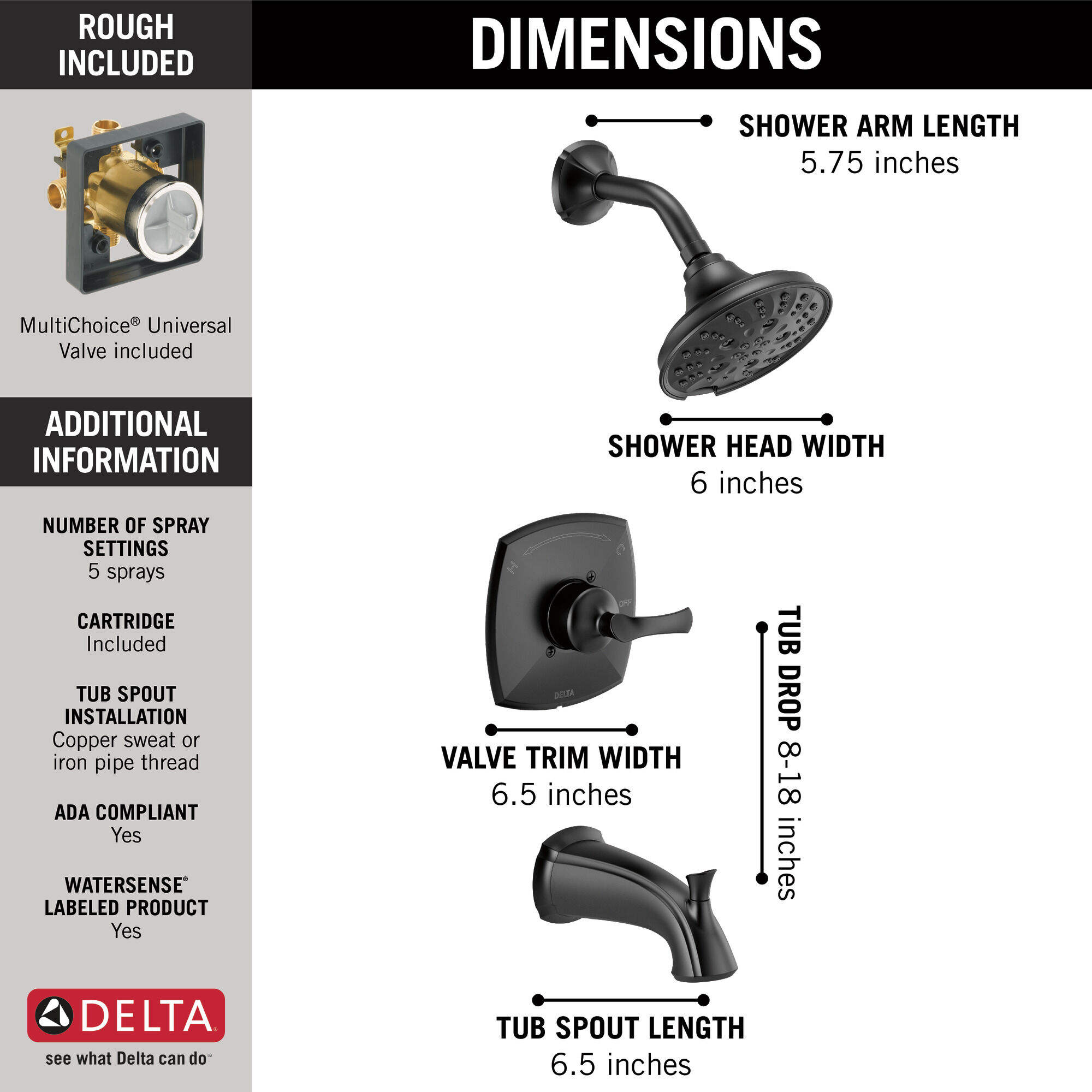 Ванна и облицовка для душа Monitor 14 Series Delta Faucet 144748-BL - Вид №2