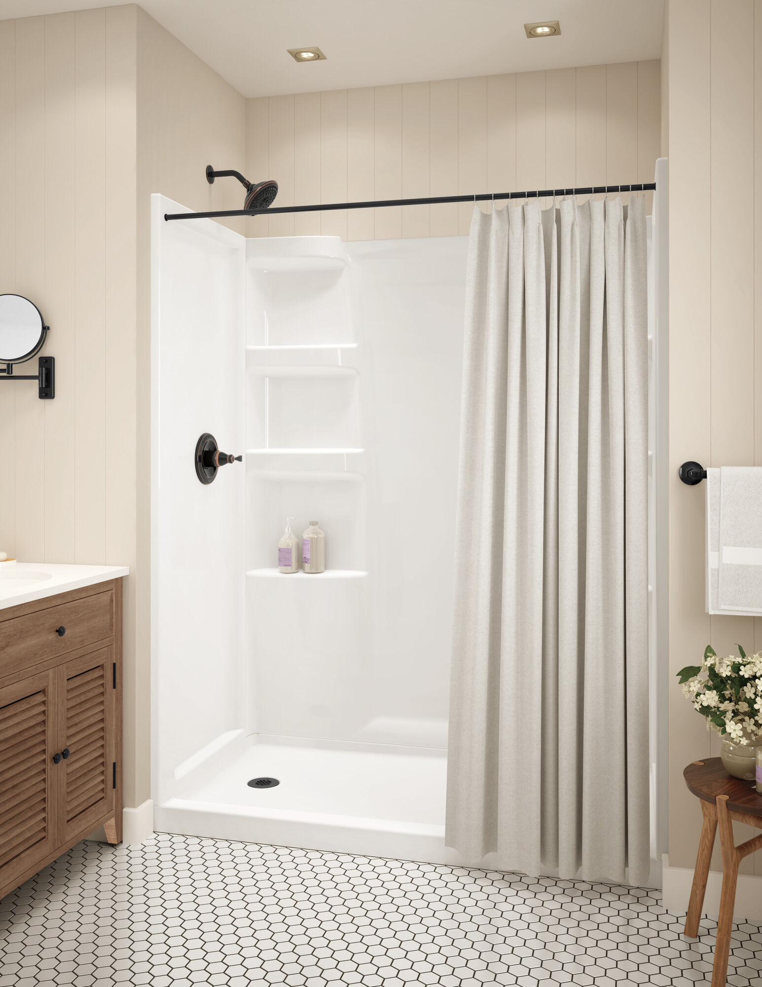 ProCrylic 60 дюймов x 30 дюймов. Душевой поддон, левый слив Delta Faucet B78513-6030L-WH - Вид №3