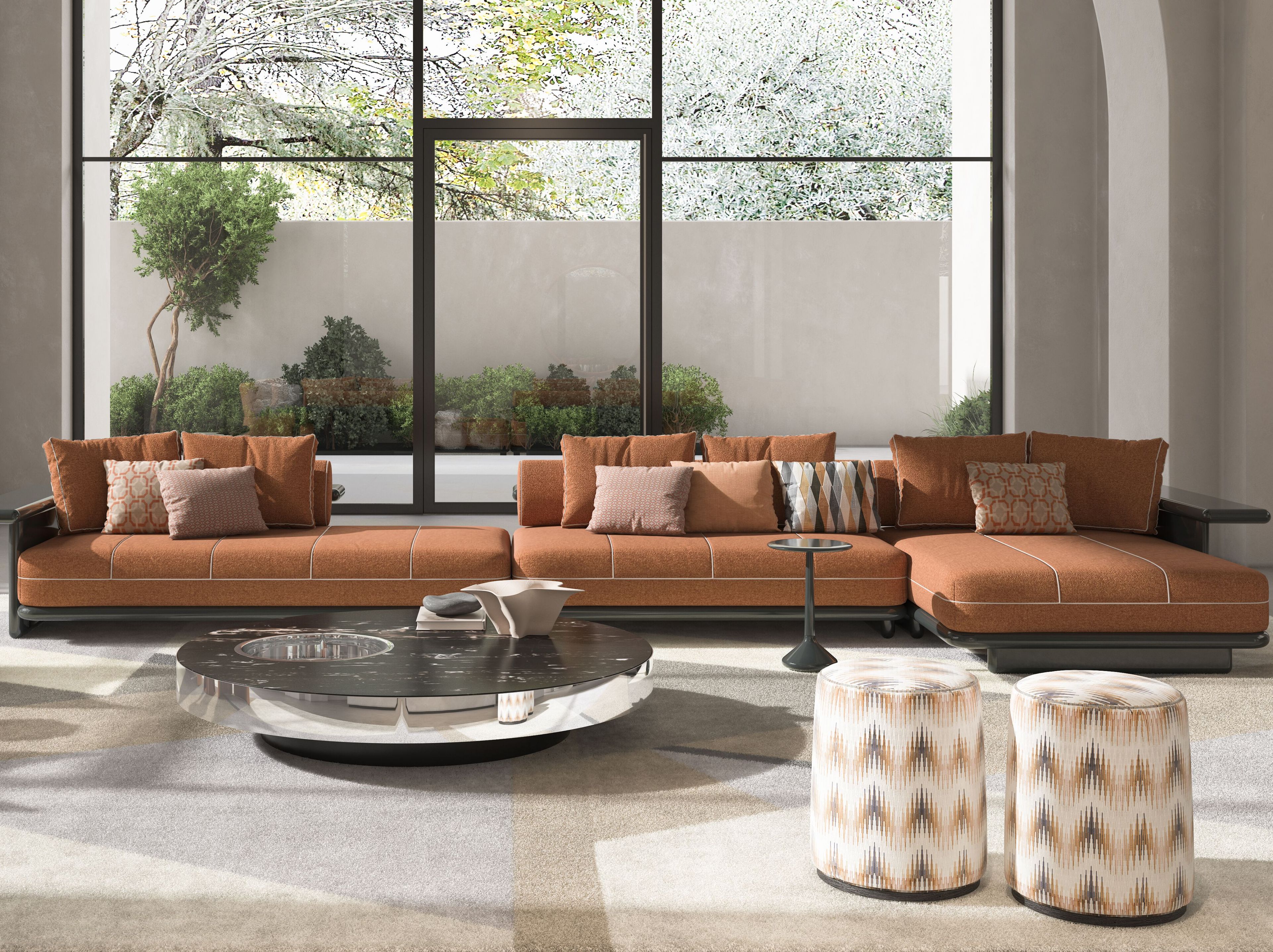 Модульный диван из ткани и кожи CPRN HOMOOD Shapes ARCH-00124000